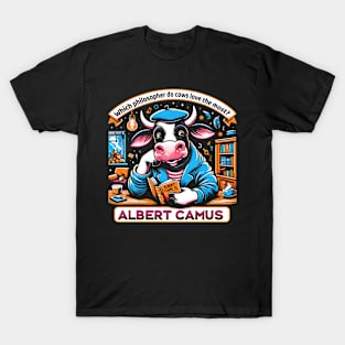 Philosophical Cow Enjoys Camus T-Shirt